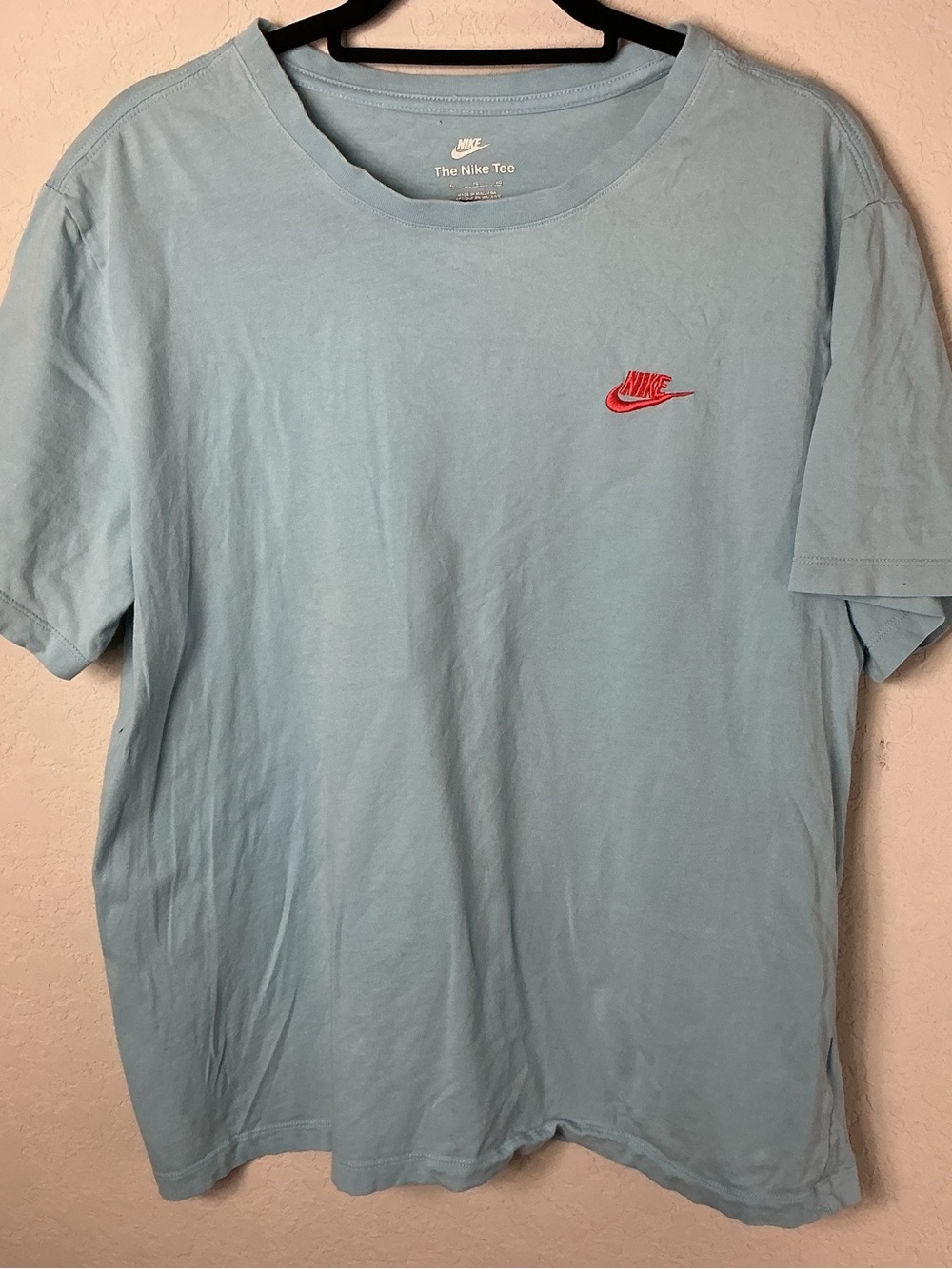 Nike The Nike Tee Mens Short Sleeve Embroidered Swoosh T-Shirt XL Light Blue